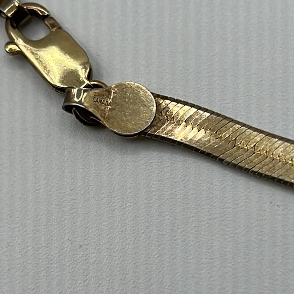 20” GOLD OVER STERLING 5mm HERRINGBONE CHAIN NECKLACE - Picture 3 of 8